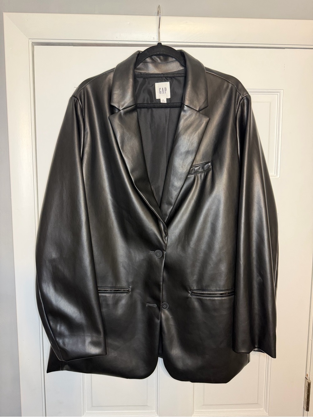 GAP Black Faux Leather Blazer - Picture 1 of 1